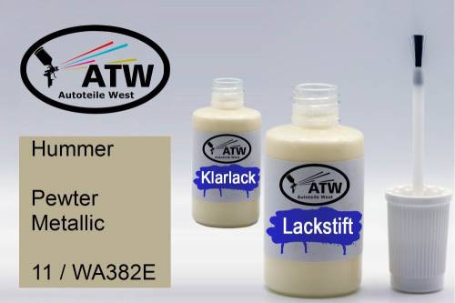 Hummer, Pewter Metallic, 11 / WA382E: 20ml Lackstift + 20ml Klarlack - Set, von ATW Autoteile West.